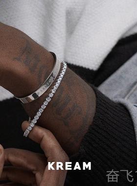 正品KREAMo 原创 通体S92手5纯银slg调an镯男女嘻哈同款 开口可节