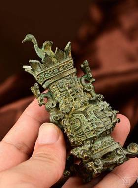 正品仿古春古秋战汉莲朴鹤方壶古典雅办公室客厅装件饰品摆老货玩