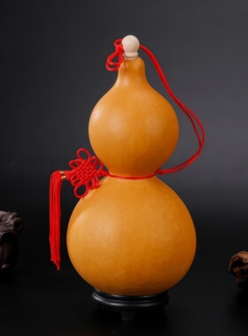 天然葫芦摆件挂件开口门对门玄关客厅文玩中国结装饰五帝钱