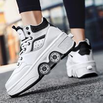 Adult Senior Wheeled Storm Shoeshoe Men And Women Students Invisible Double Steak Skating Skating Shoes Waterproof Children Pulley Shoes