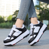 Child Riot Walking Shoes Girls Double Wheels Boys Wheels Skating Sneakers Invisible automatic wheel Shoe Shoes Exploding Shoes Elementary School Kids 4 Wheel