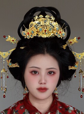 原创 玉华 明制重工发冠流苏发钗套装发饰古风头饰汉服配饰百搭