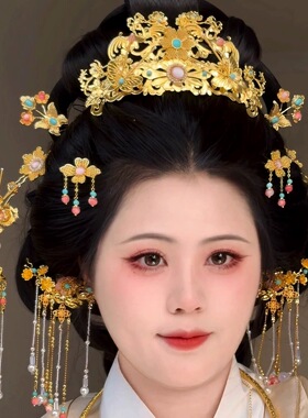 原创 浮玉 明制唐风发冠重工流苏头饰古风古典汉服头饰汉服配饰