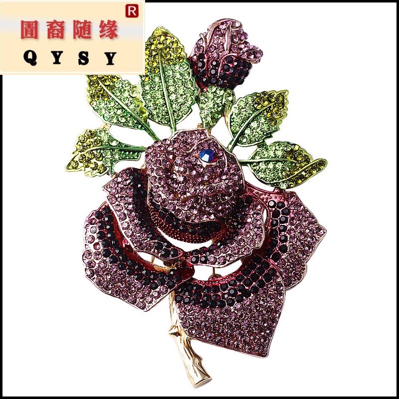 欧美复古夸张大号女玫瑰之约大别针 紫尚轩胸针