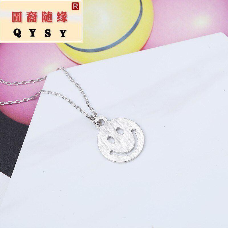 925纯银笑脸女微笑表情韩版吊坠 紫尚轩项链