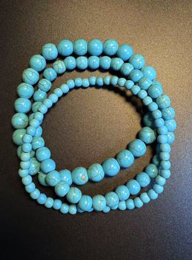 开花的橄榄 Vintage古着 Vivid Turquoise Beads多层叠戴串珠手链