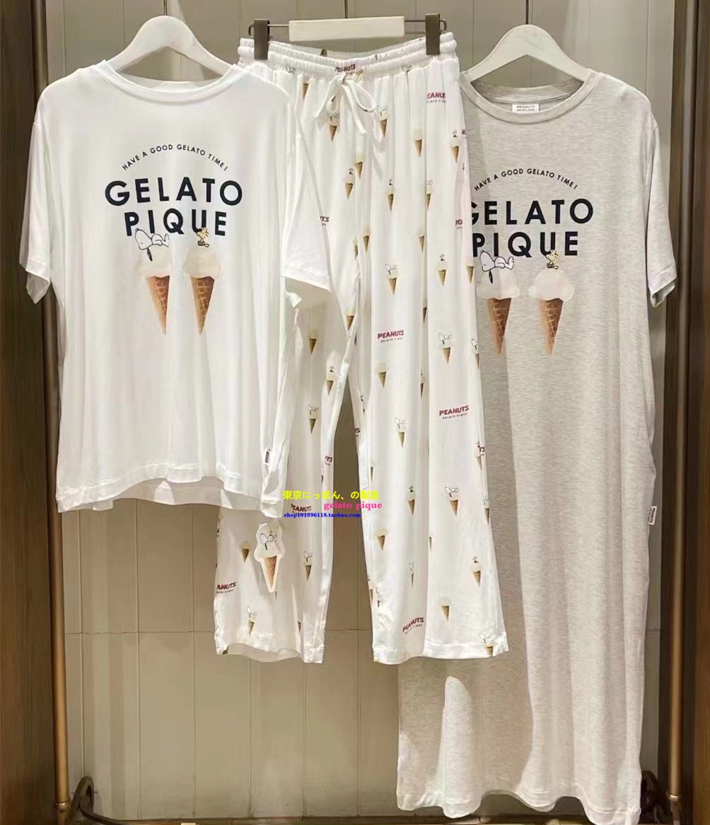 正品you gelato pique睡衣女史努比冰淇淋莫代尔睡裙短袖家居服GP-图3