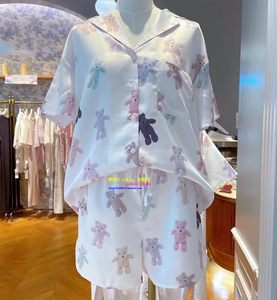 正品you gelato pique夏季睡衣女士卡通小熊真丝绸缎短袖家居服GP