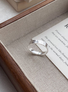 S999纯银碎冰冰戒指女小众设计轻奢高级感指环简约百搭足银食指戒