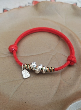 999足银【卷福蛇】手链蛇年本命年新年礼物男女情侣宝宝红绳礼物