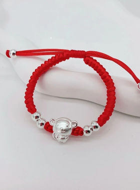 2025生肖蛇999足银手绳十二生肖本命年转运手工编织红绳