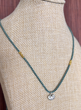 999足银实心平安喜乐项链女款本命年编织毛衣链礼物