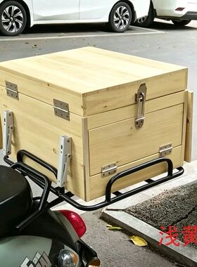 车载实木箱摆摊神器移动户外烤肠调料台电瓶车摆摊箱多功能材料包