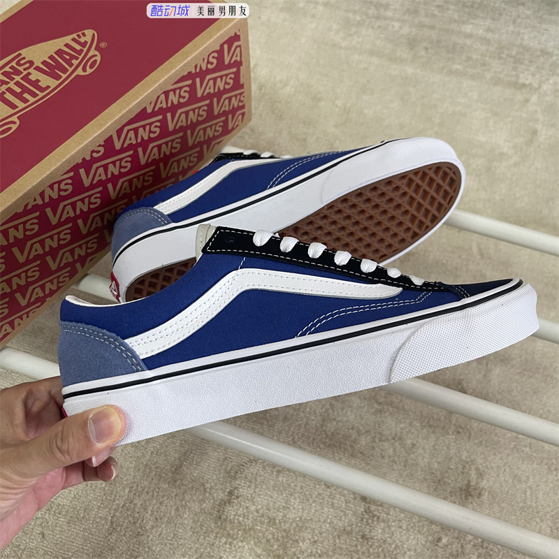 Vans style 36黑蓝拼色男女同款运动休闲帆布鞋滑板鞋VN0A54F6B93-图2