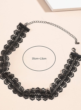 欧美哥特式颈带choker黑色蕾丝项圈个性项链朋克萝莉甜酷风女颈链
