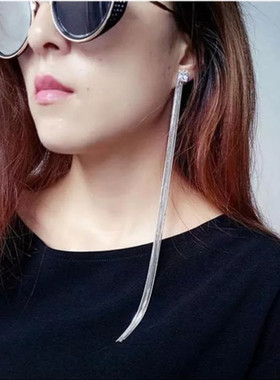 韩国超长款简约耳饰S925银针防过敏派对女王气质耳环流苏百搭耳环