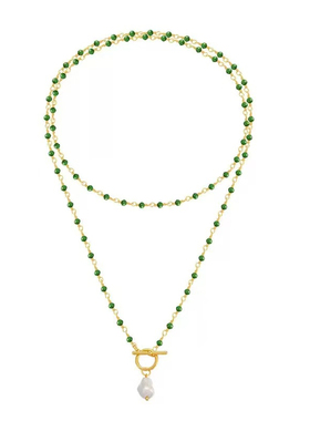 民族风串珠项链巴洛克珍珠项链多层长款项链女配饰叠戴毛衣链饰品