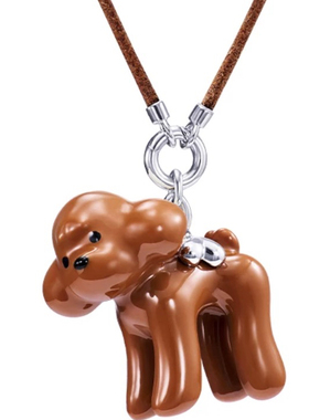 新款爱心泰迪狗狗项链百搭吊坠童趣小众设计款长项链女毛衣链装饰