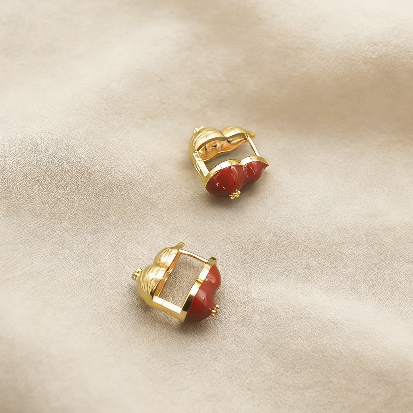 新年双面葫芦耳钉复古红珐琅双面佩戴耳扣轻奢高级感气质女饰品,淘宝优惠券,粉丝福利购,淘宝优惠卷