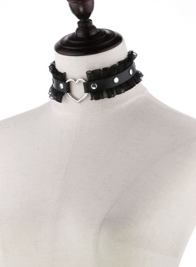 pu皮金属配件情侣独特女黑色项圈