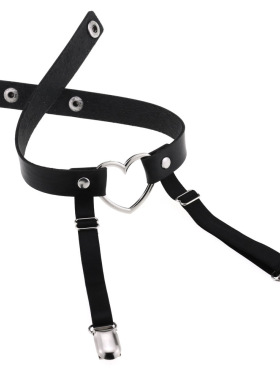 皮女防滑防露胸夹一体吊带项圈女