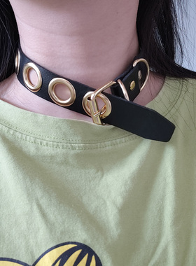 pu皮女金色圆环百搭圆环圆圈朋克