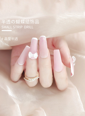 美甲网红蝴蝶饰品透色蝴蝶立体蝴蝶结配饰指甲装饰品新款