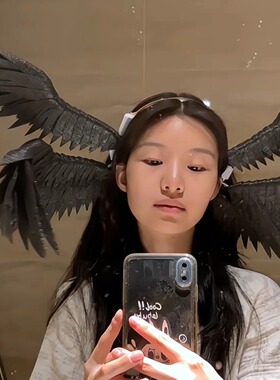 【六翼天使】万圣节天使头饰知更鸟耳羽发夹头饰cos拍照出片神器
