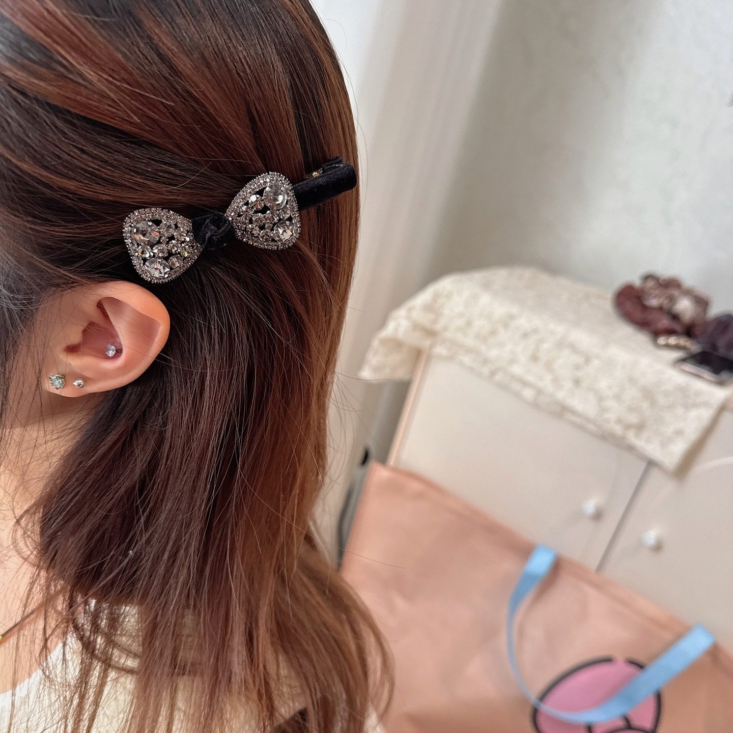 精致满钻蝴蝶结鸭嘴夹韩国头饰超闪水钻一字夹前额碎发刘海夹边夹,淘宝优惠券,粉丝福利购,淘宝优惠卷