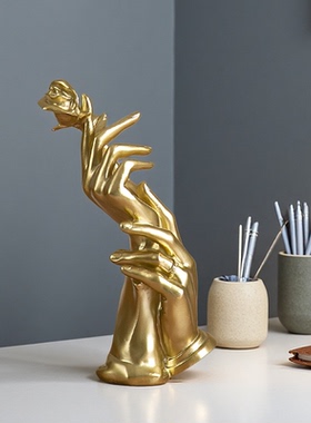 欧式简约艺术风金色玫瑰摆件