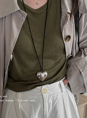 韩系长款爱心吊坠项链