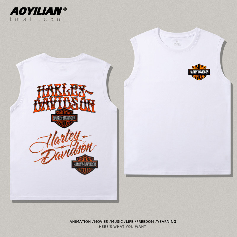哈雷摩托车重机车爱好者无袖文化衫 澳伊恋T恤