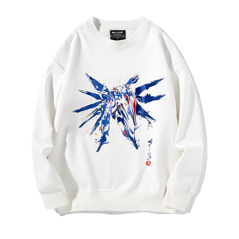 日系机动战士高达圆领卫衣周边二次元动漫男女落肩宽松百搭长袖潮 - 图3