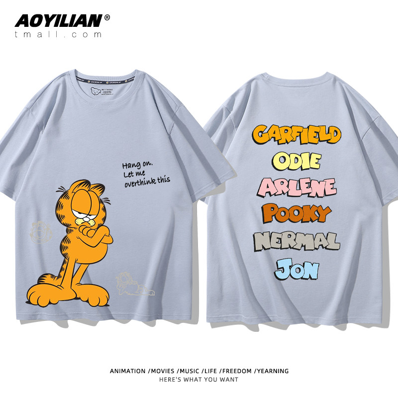 加菲猫卡通动漫周边联名款T恤夏季纯棉短袖男女宽松百搭休闲半袖,淘宝优惠券,粉丝福利购,淘宝优惠卷