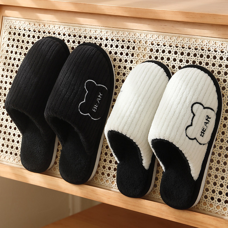 棉拖鞋防滑防臭男士冬季保暖加绒加厚居家室内情侣小熊毛毛拖鞋女,淘宝优惠券,粉丝福利购,淘宝优惠卷