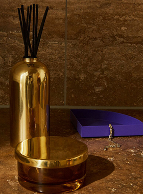 aytm丹麦藤条黄铜蜡烛精油摆件