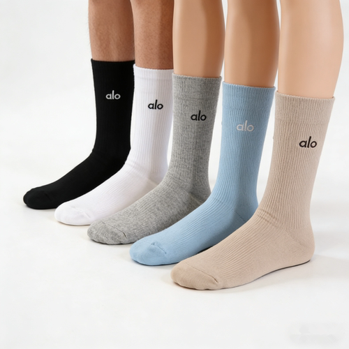 金智秀同款Alo yoga女士运动跑步瑜伽普拉提纯棉袜男高筒四季袜子 - 图1