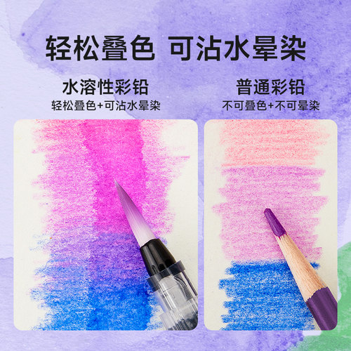 Touchmark水溶性彩铅美术生专用彩色铅笔48色油性72色专业涂色套装初学美术素描小学生绘画儿童画画彩笔画笔 - 图0
