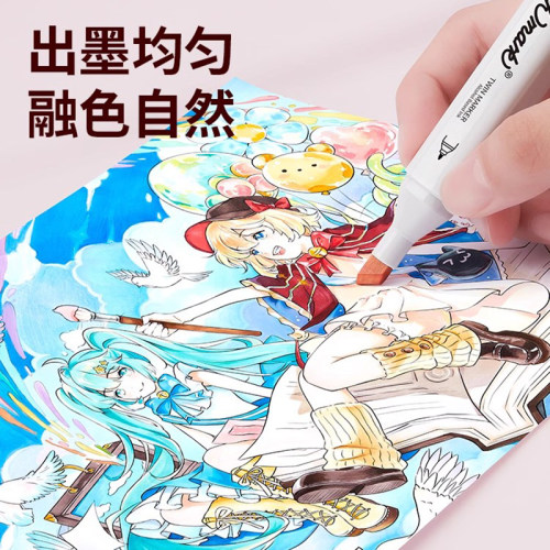 Touchmark肤色马克笔单支12/24色学生美术专用动漫绘画肉色动漫皮肤色自选画笔双头速干油性水彩笔漫画套装 - 图3