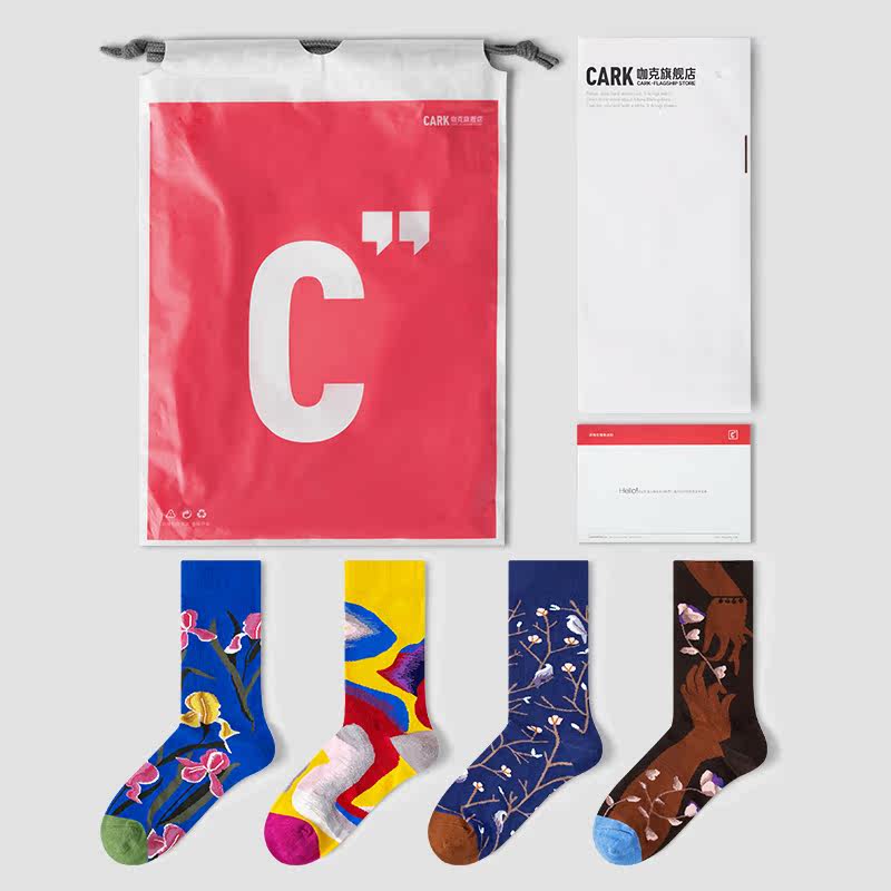 咖克女士新款花卉系列休闲中筒袜 咖克短袜/打底袜/丝袜/美腿袜