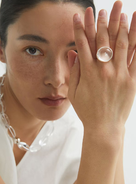 夏季新款白水晶戒指透明轻奢