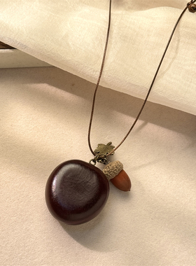 原创文艺天然双植物果实项链