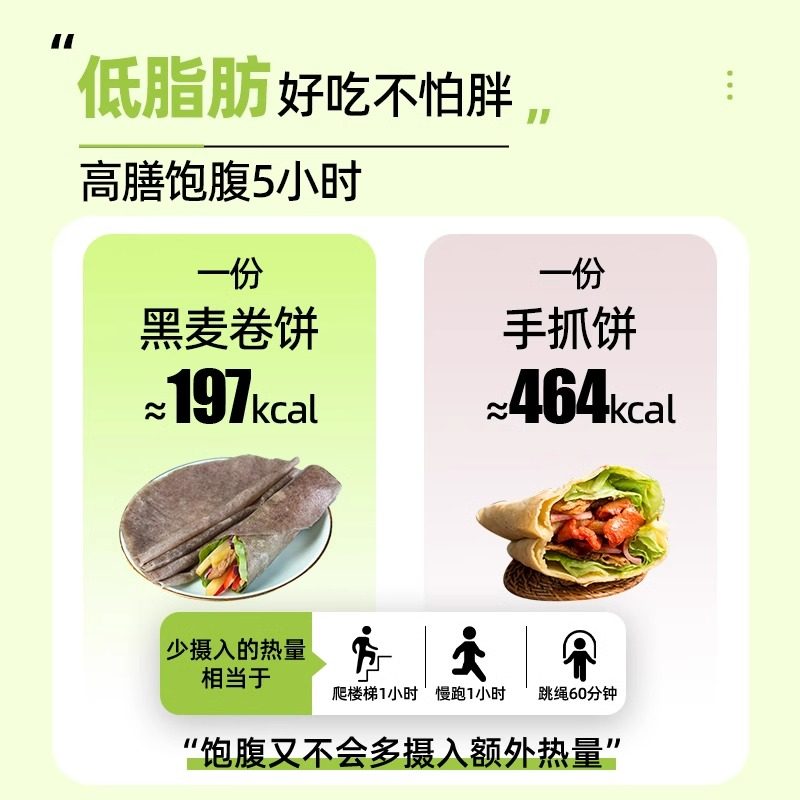 荞麦卷饼饼皮全麦南瓜菠菜黑全麦紫薯春饼0减低脂杂粮煎饼无添加
