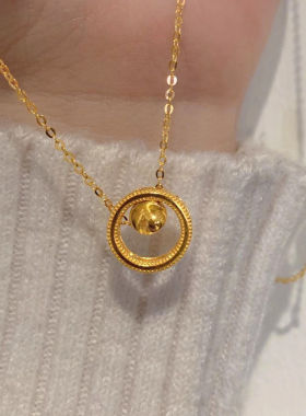 时来运转猫眼转运珠项链18k金圆环锁骨吊坠不掉色轻奢小众网红女