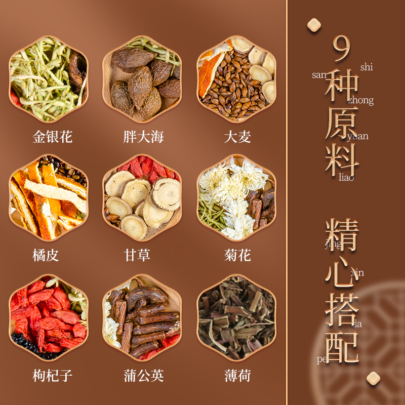 养庆堂旗舰店胖大海金银花菊花茶润喉罗汉果非清降火下火去火甘草肺花炎凉茶1
