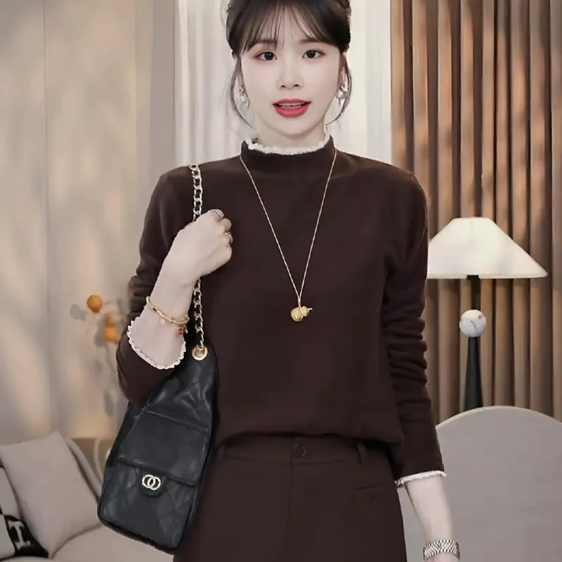 雅颂衣集服配拼接半高领宽松型抗起球长袖T恤圆领显瘦时尚修身冬,淘宝优惠券,粉丝福利购,淘宝优惠卷