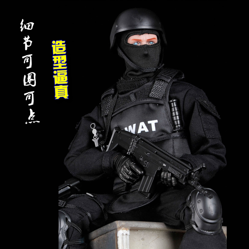 1/6 SWAT特警兵人模型警察士兵玩偶可动手办男生玩具创意礼物-图1