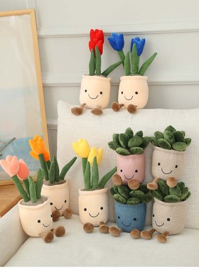 摆件可爱网红多肉植物娃娃公仔