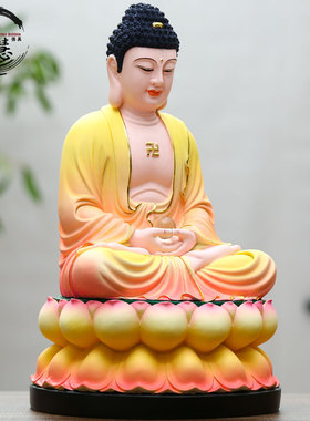 居家树脂玻璃钢粉彩三宝佛
