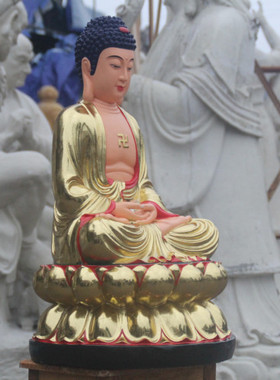 树脂玻璃钢鎏金彩绘释迦佛